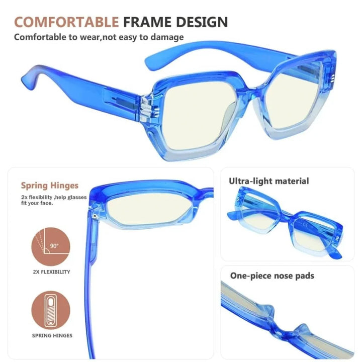 4 Pack Blue Light Filter Glasses Polygon Thicker Frame UVR2026