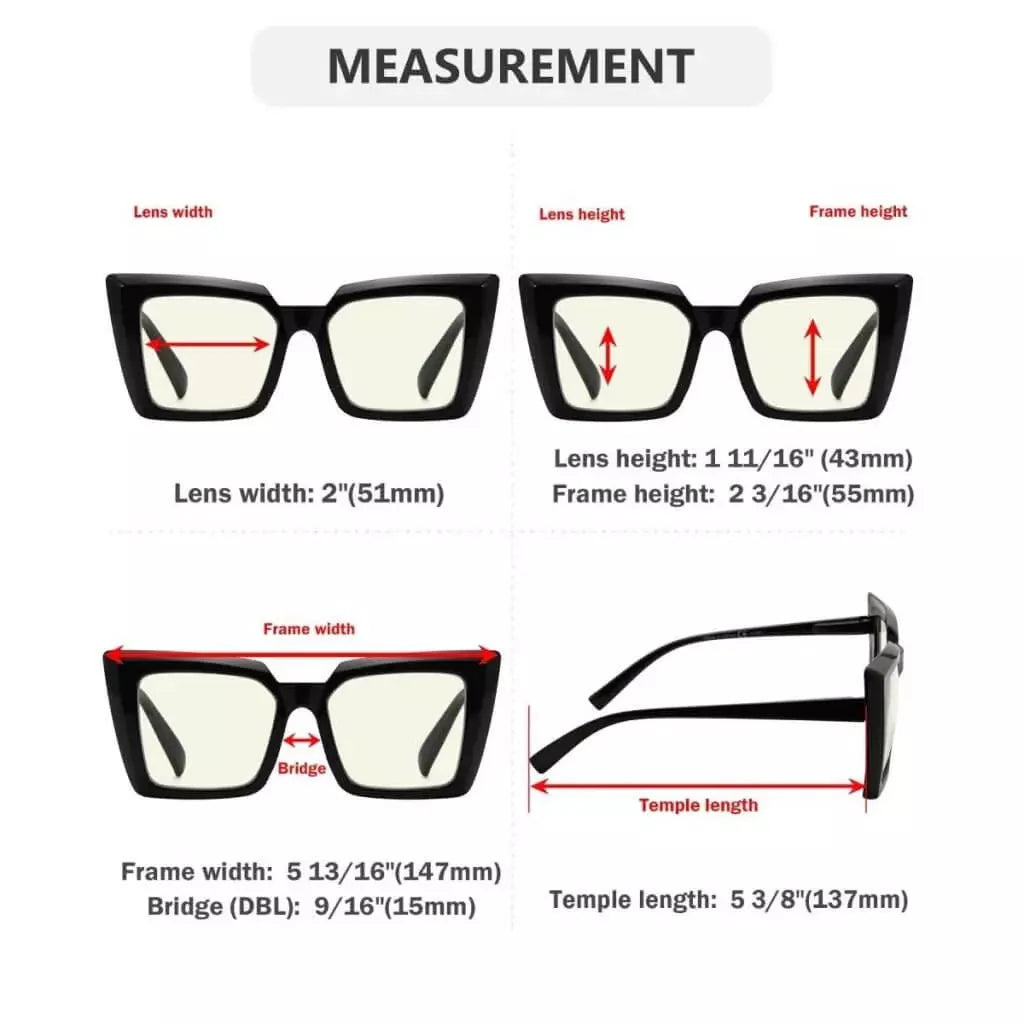 Blue Light Spectacles 5 Pack Oversized Reading Glasses UV2141