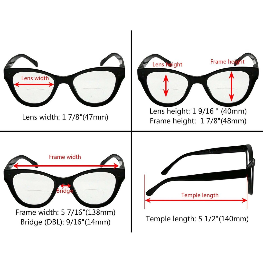 Gafas de lectura bifocales ojo de gato Lectores de marco más grueso BR9108 