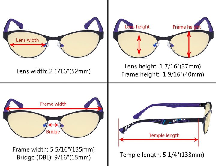 Metal Frame Cat-eye Blue Light Blocking Eyeglasses TM17004