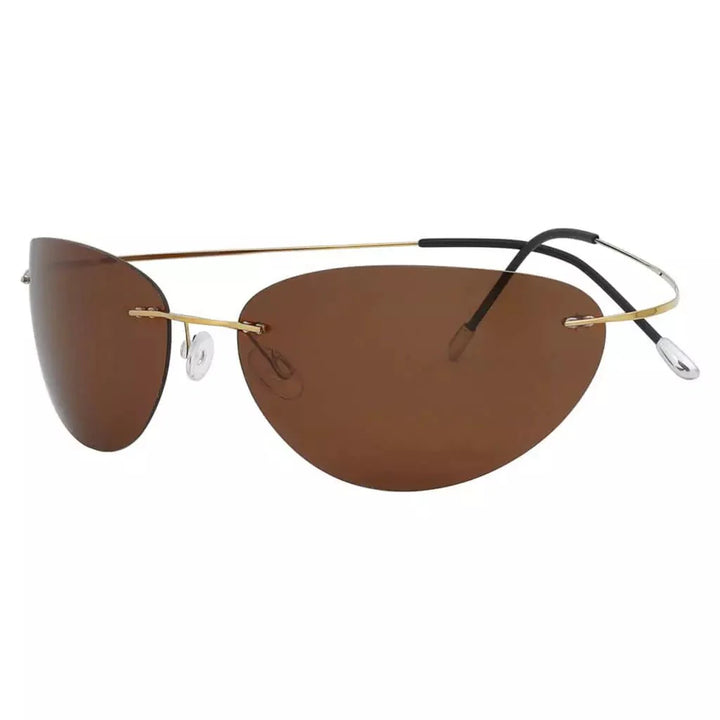 Cat-Eye Rimless Titanium Frame Polarized Sunglasses S1506