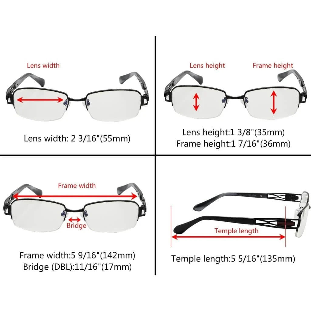 Chic Semi-rim Titanium Blue Light Filter Eyeglasses 001B