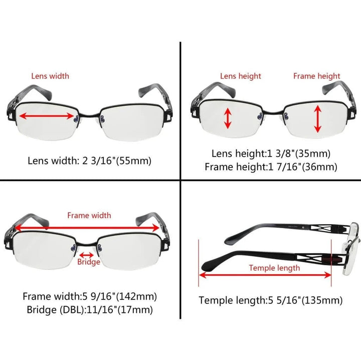 Chic Semi-rim Titanium Blue Light Filter Eyeglasses 001B