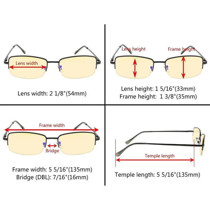 Metal Blue Light Blocking Reading Glasses TMCG15015