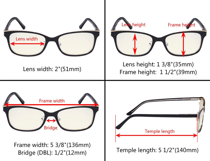 Metal Frame Blue Light Filter Eyeglasses LX19006-BB40