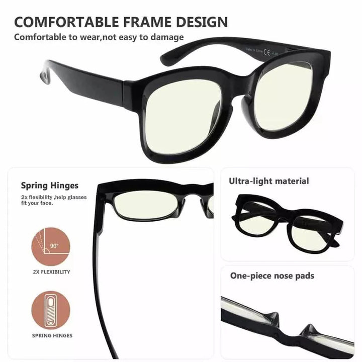 Classic Trendy Thicker Frame Blue Light Filter Reading Glasses UV2013