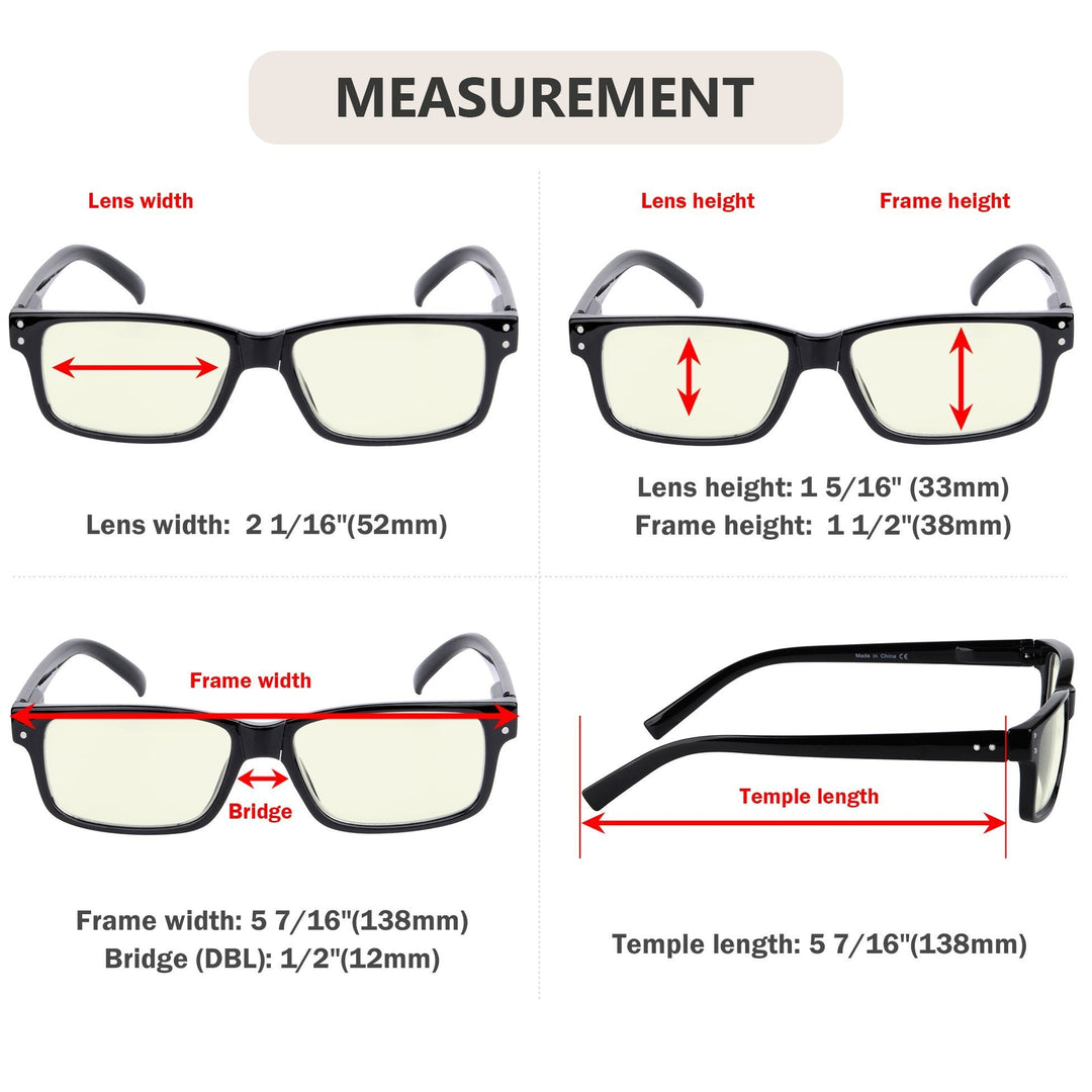 Gafas para computadora con potencia diferente para cada ojo UVPR032-DEMI (Debe comprar ambos ojos)