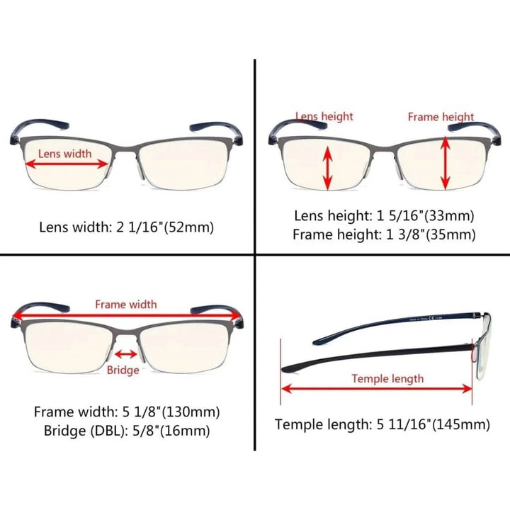 3 Pack Computer Glasses Classic Half-rim UVR12801