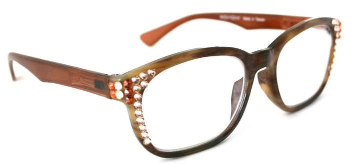 Coral Bling Women's Reading Glasses with Genuine European Crystals