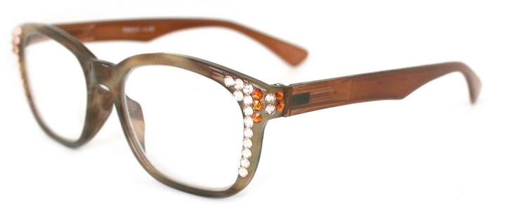 Coral Bling Women's Reading Glasses with Genuine European Crystals
