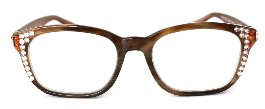 Coral Bling Women's Reading Glasses with Genuine European Crystals