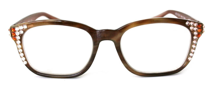 Coral Bling Women's Reading Glasses with Genuine European Crystals