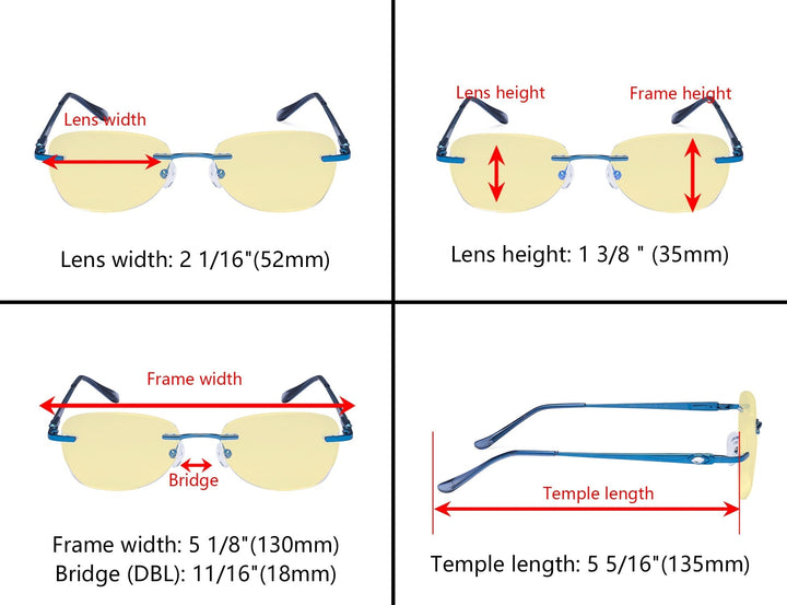 Gafas de lectura sin montura con bloqueo de luz azul TMWK9907A 