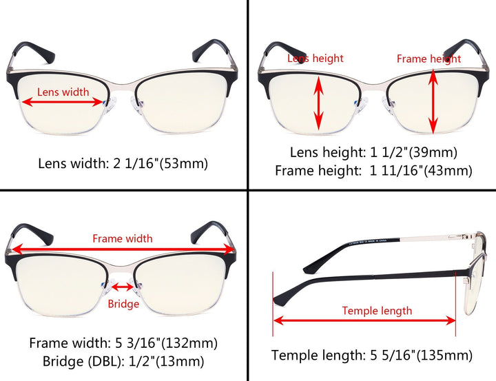 Rectangle Blue Light Filter Eyeglasses LX19039-BB40
