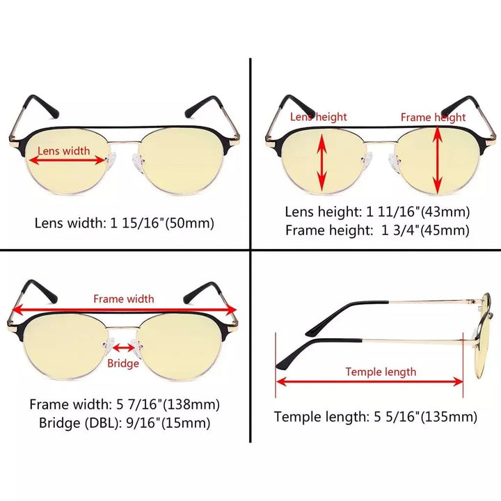 Double Bridge Blue Light Blocking Eyeglasses LX19027-BB60