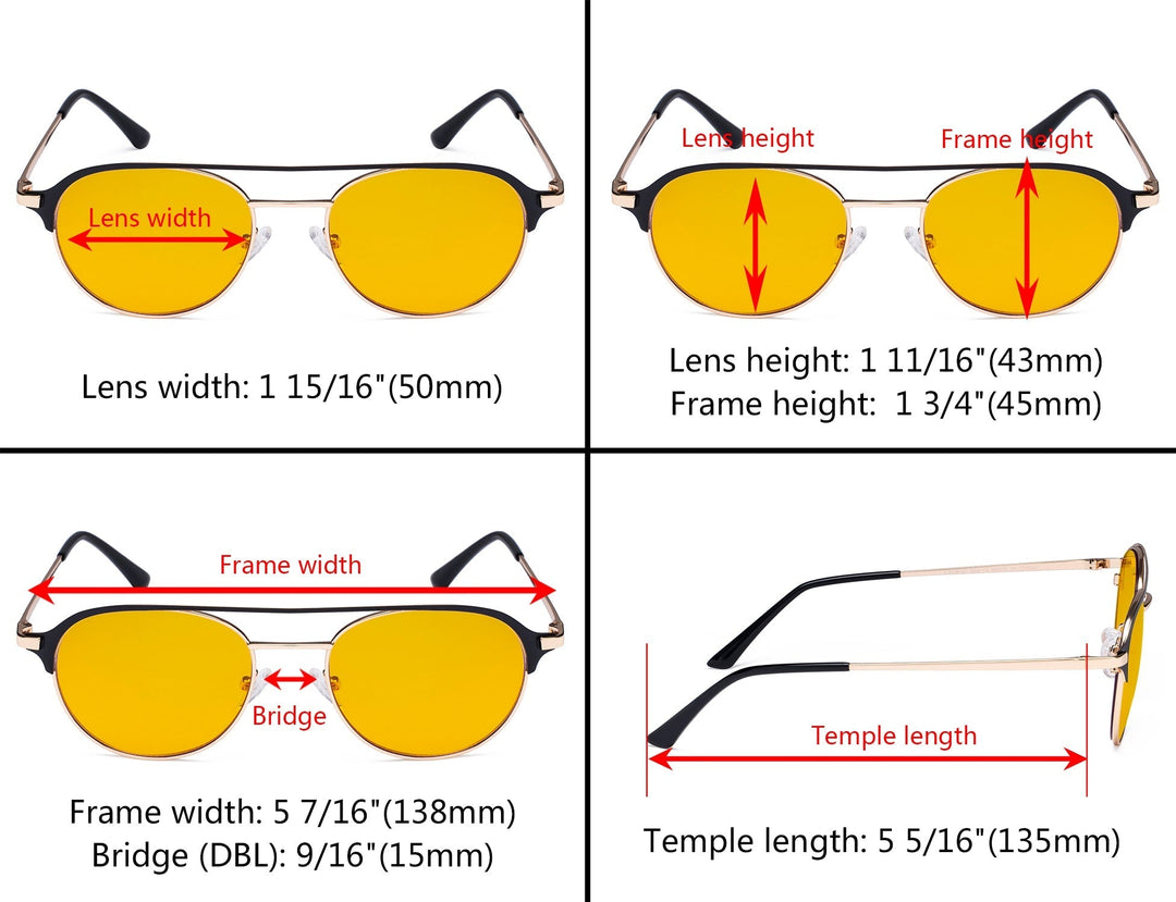 Double Bridge Blue Light Blocking Eyeglasses LX19027-BB90