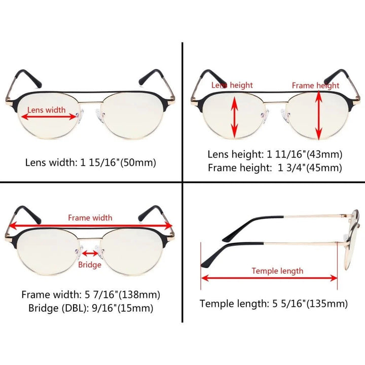 Double Bridge Blue Light Filter Eyeglasses LX19027-BB40