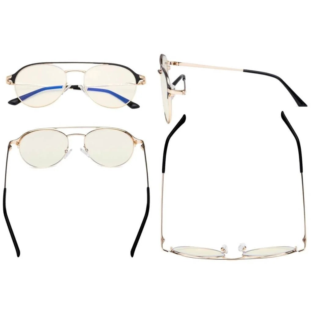 Double Bridge Blue Light Filter Eyeglasses LX19027-BB40