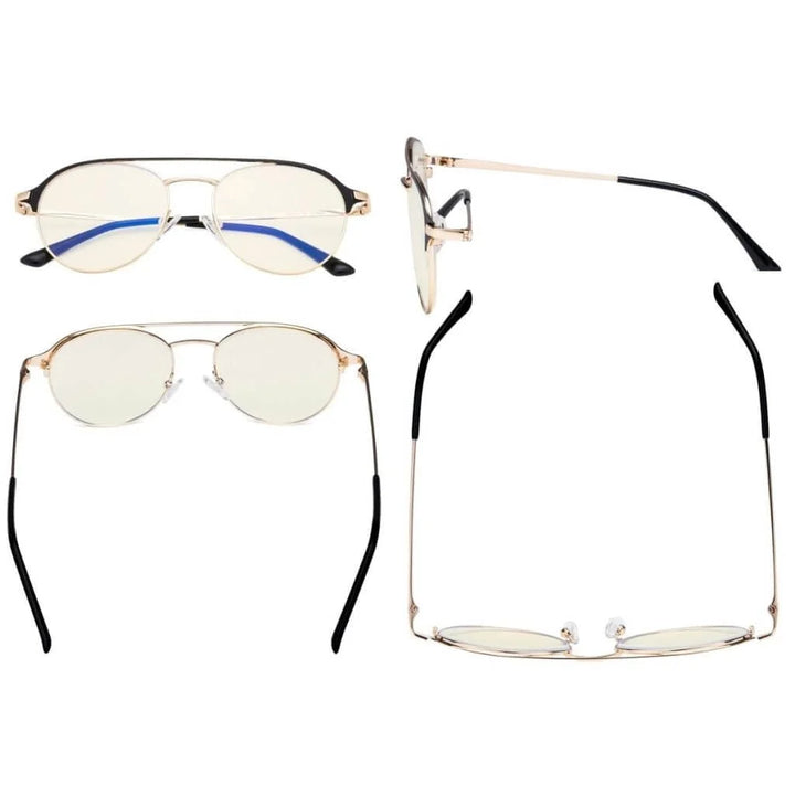Double Bridge Blue Light Filter Eyeglasses LX19027-BB40