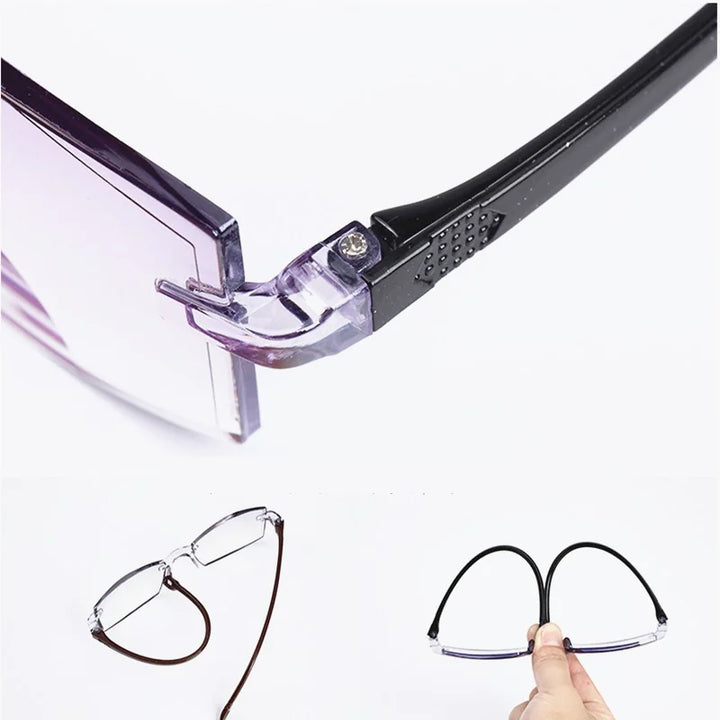 4-Pack Men's Rectangular Rimless Blue Light Blocking Reading Glasses