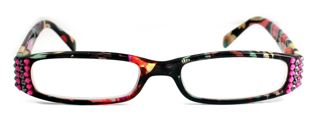 Elsa, (Bling) Reading Glasses for women W (Hematite, Fuchsia) Genuine European Crystals  Paisley Frame +1.50..+3 NY Fifth Avenue