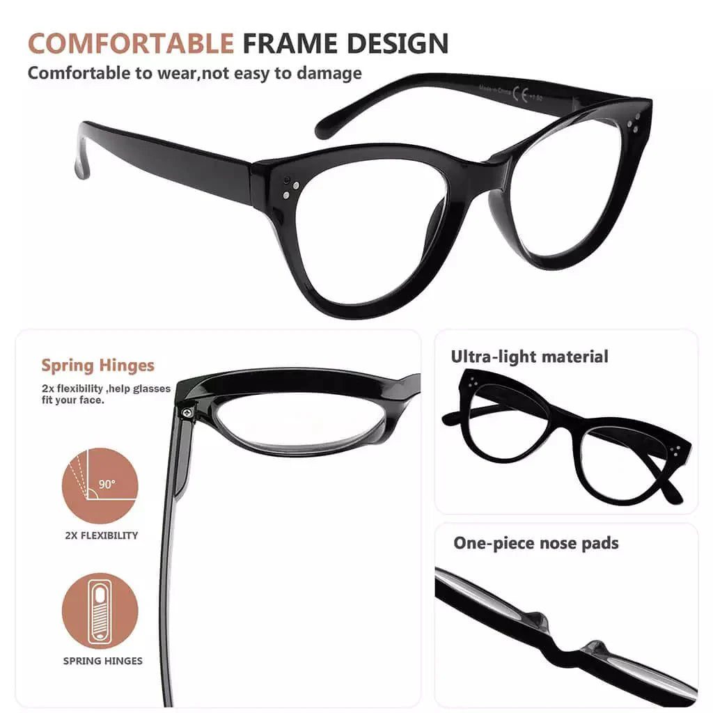 Fashion Cat-eye Reading Glasses Thicker Frame Readers R9108