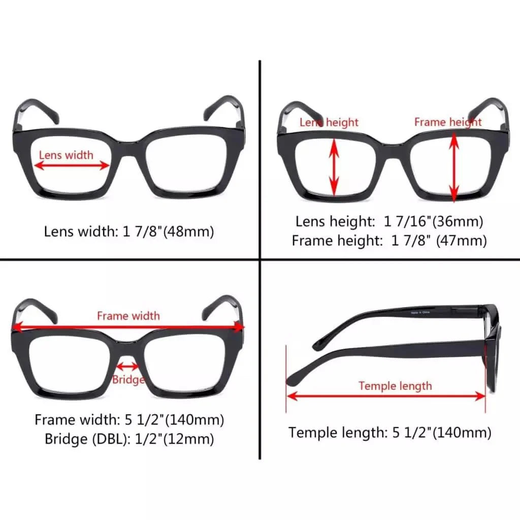 Fashionable Thicker Frame Reading Glasses Square Design R9106-A