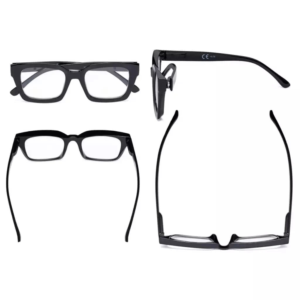 Fashionable Thicker Frame Reading Glasses Square Design R9106-A