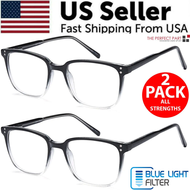 2 PK Unisex Blue Light Blocking Reading Computer Glasses