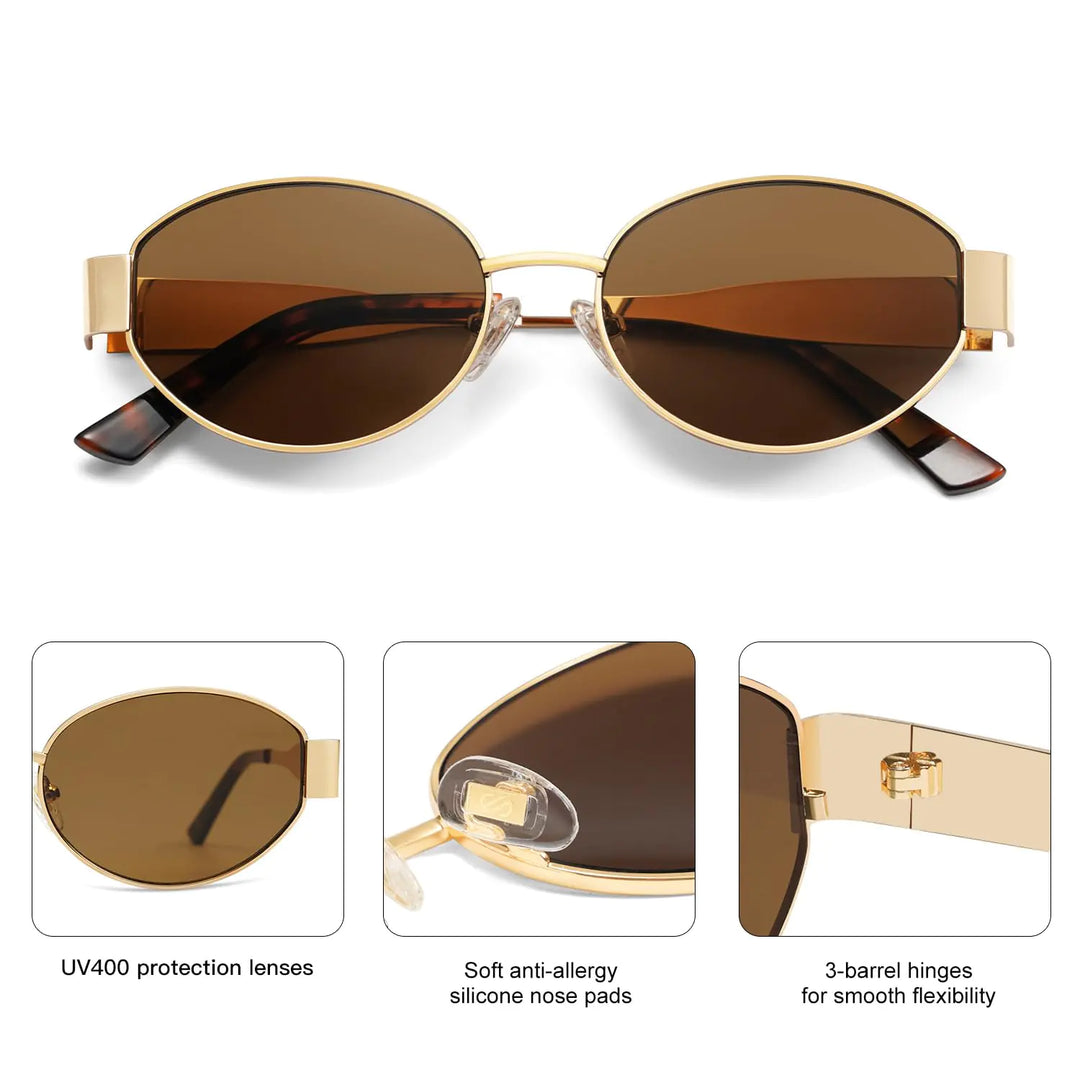 Retro Oval Sunglasses with UV400 Protection