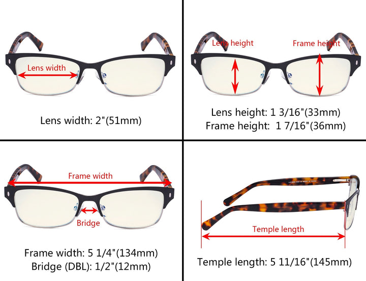 Half-rim Blue Light Filter Eyeglasses LX19003-BB40