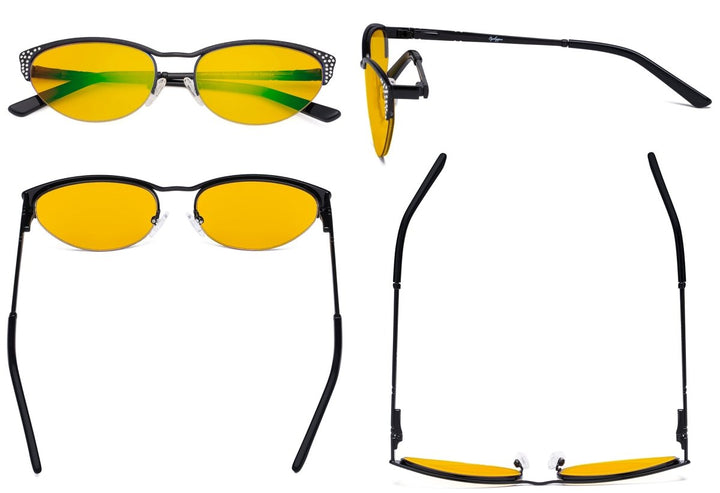 Half-rim Cat-eye Blue Light Blocking Eyeglasses HP17002