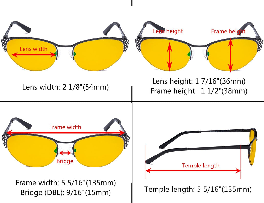 Half-rim Cat-eye Blue Light Blocking Eyeglasses HP17002