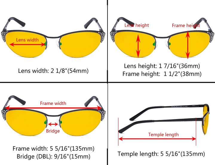 Half-rim Cat-eye Blue Light Blocking Eyeglasses HP17002