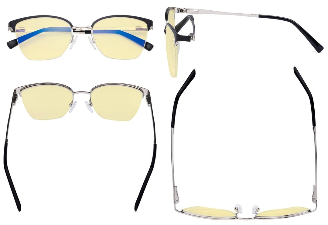 Half-rim Blue Light Blocking Eyeglasses Yellow Tinted Lenses LX19028-BB60