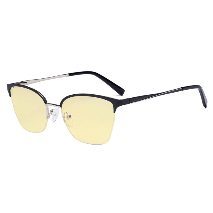 Half-rim Blue Light Blocking Eyeglasses Yellow Tinted Lenses LX19028-BB60