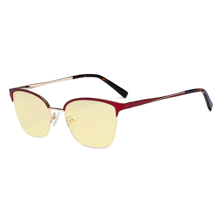 Half-rim Blue Light Blocking Eyeglasses Yellow Tinted Lenses LX19028-BB60