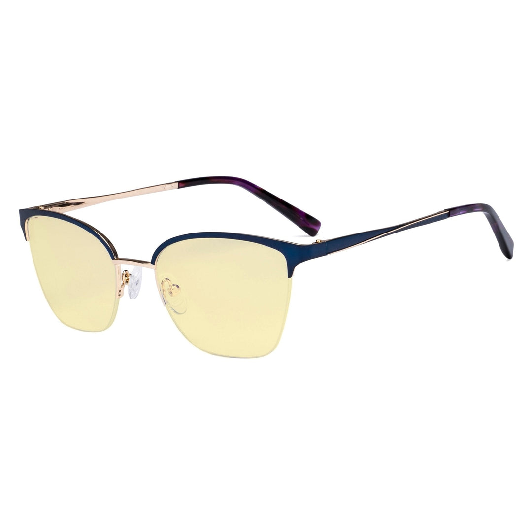 Half-rim Blue Light Blocking Eyeglasses Yellow Tinted Lenses LX19028-BB60