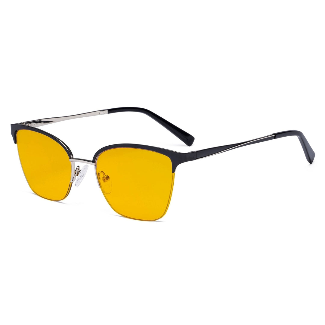 Half-rim Blue Light Blocking Eyeglasses Amber Tinted Lenses LX19028-BB90