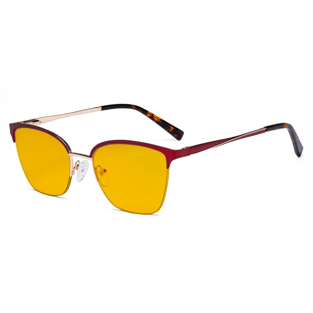 Half-rim Blue Light Blocking Eyeglasses Amber Tinted Lenses LX19028-BB90