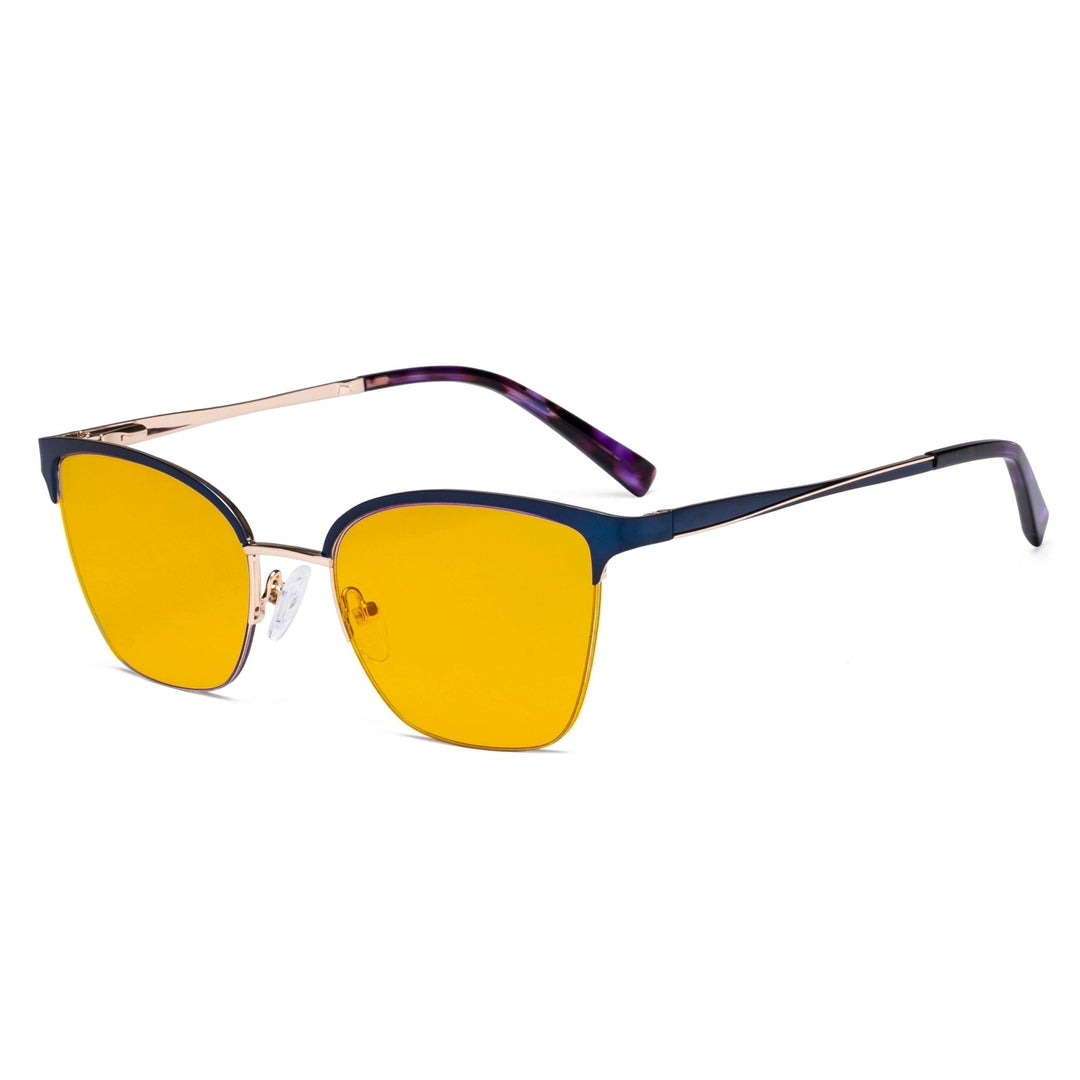 Half-rim Blue Light Blocking Eyeglasses Amber Tinted Lenses LX19028-BB90