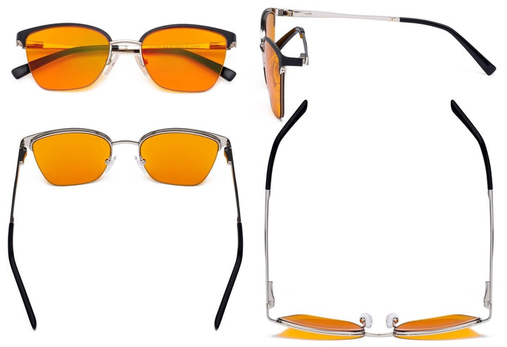 Half-rim Blue Light Blocking Eyeglasses Orange Tinted Lenses LX19028-BB98
