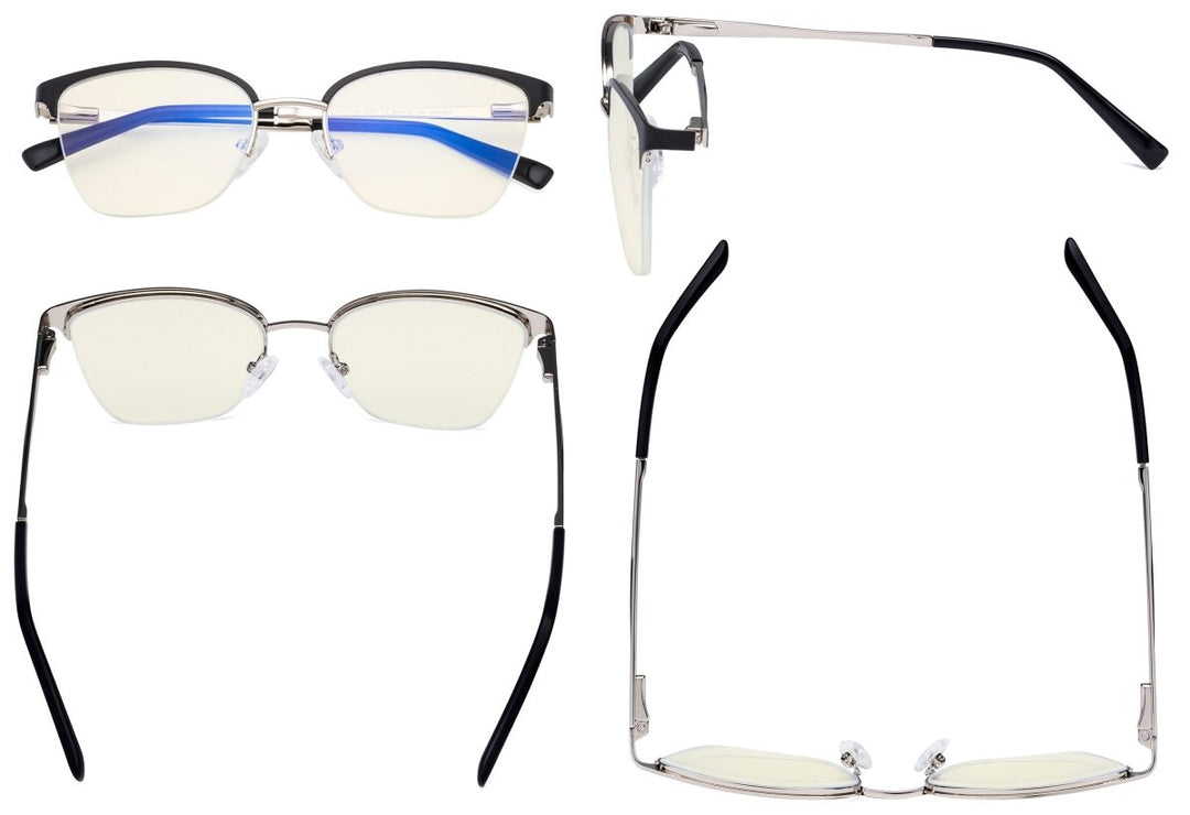 Blue Light Filter Glasses Half-rim Stylish Style LX19028-BB40