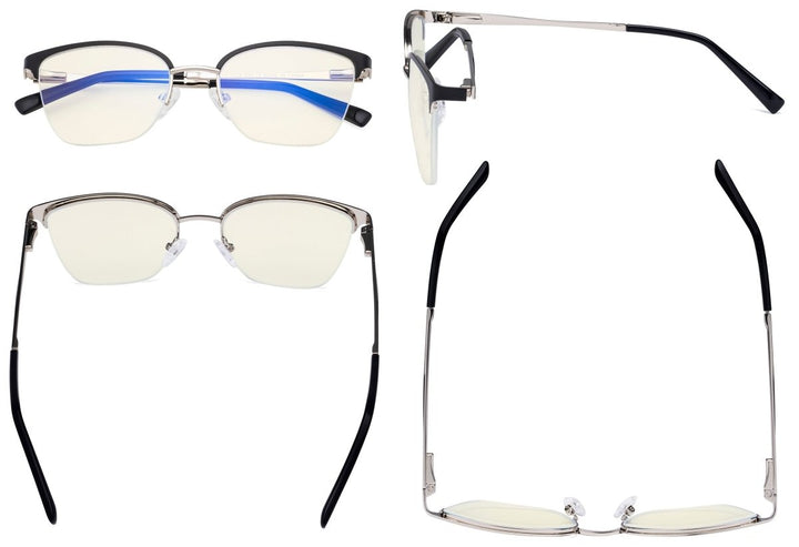 Blue Light Filter Glasses Half-rim Stylish Style LX19028-BB40