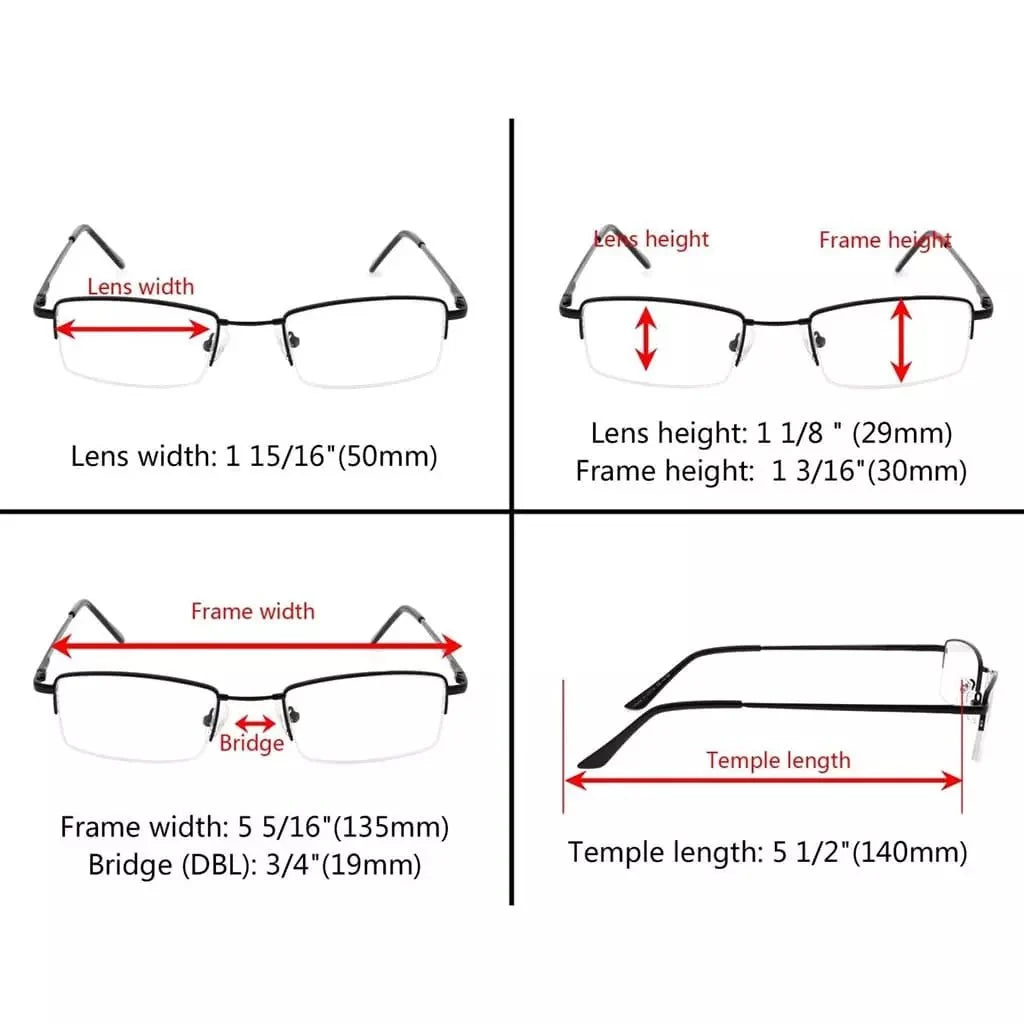 Half-rim Classic Rectangle Reading Glasses R1708