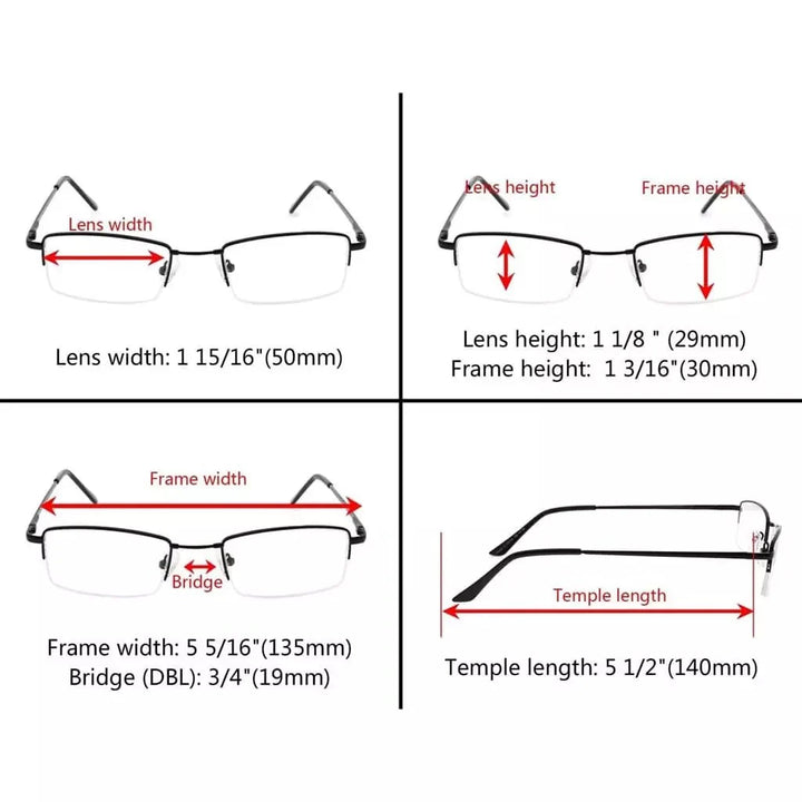 Half-rim Classic Rectangle Reading Glasses R1708