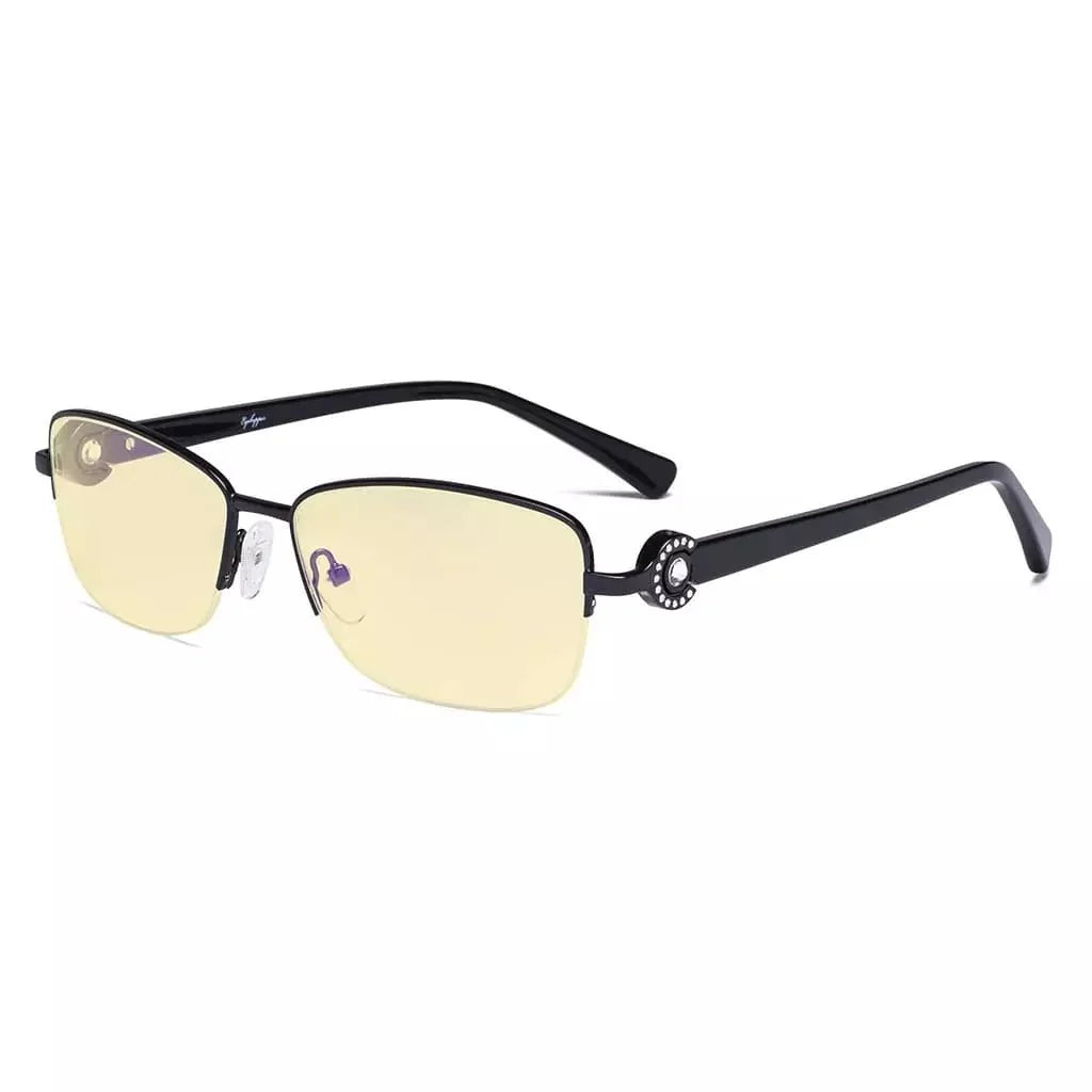 Half-rim Crystal Blue Light Blocking Eyeglasses LX19008-BB60