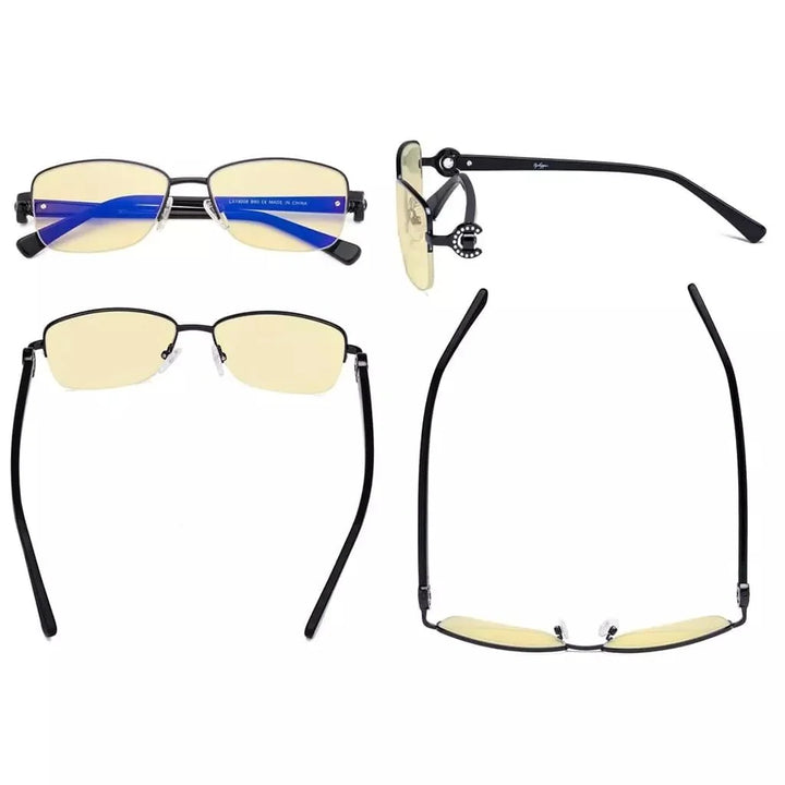 Half-rim Crystal Blue Light Blocking Eyeglasses LX19008-BB60