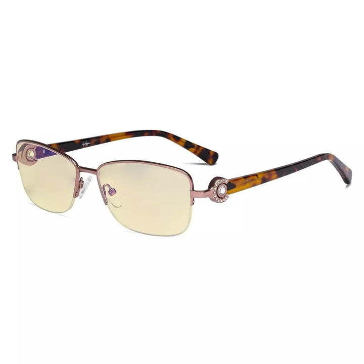 Half-rim Crystal Blue Light Blocking Eyeglasses LX19008-BB60