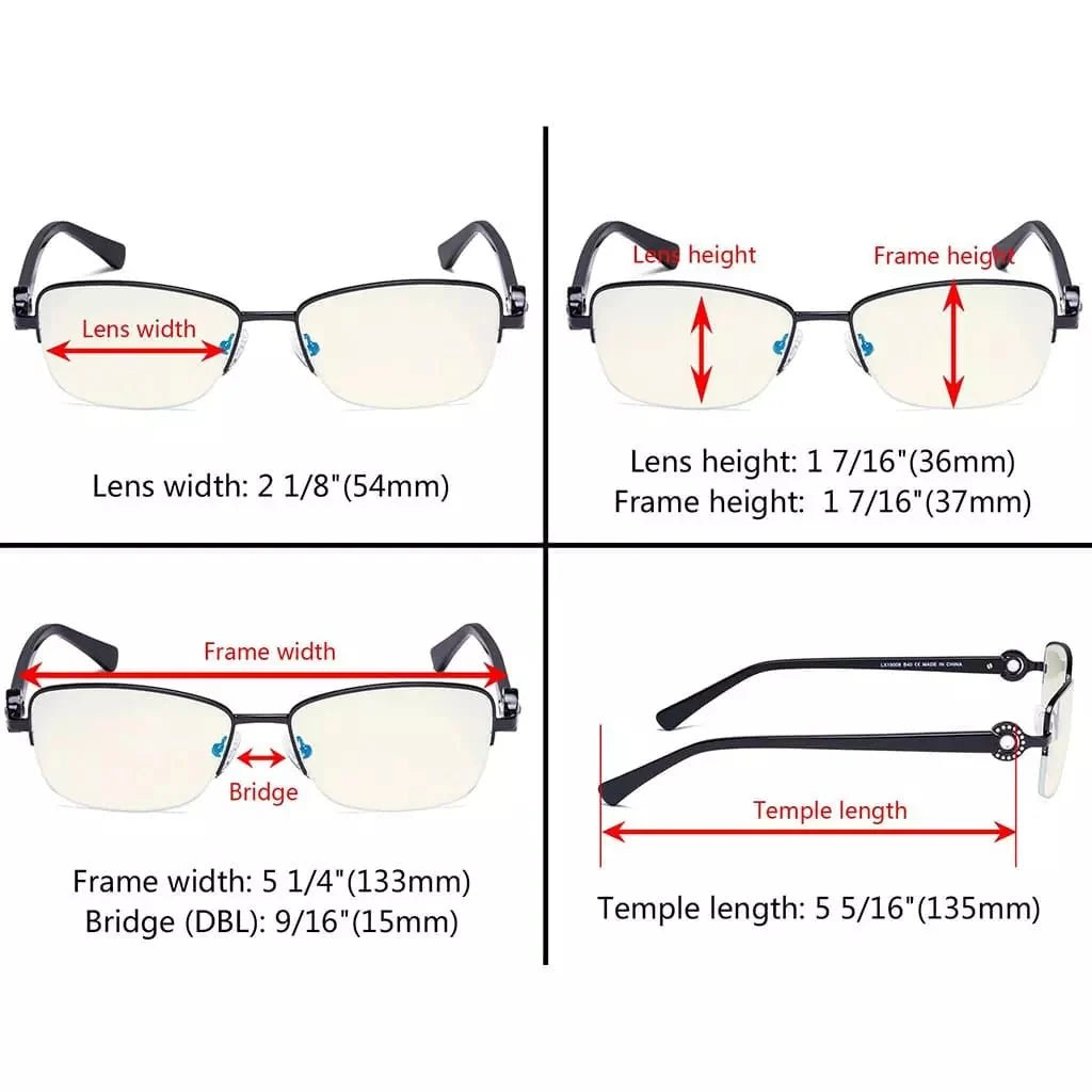 Half-rim Crystal Blue Light Blocking Eyeglasses LX19008-BB60